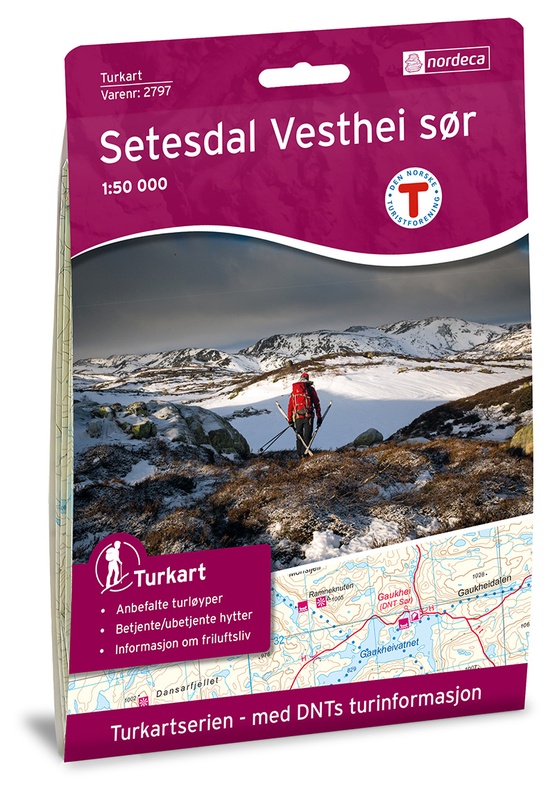 DNT-2797  Setesdal Vesthei - Sør | topografische wandelkaart 1:50.000 7046660027974  Nordeca Turkart Norge 1:50.000  Wandelkaarten Zuid-Noorwegen
