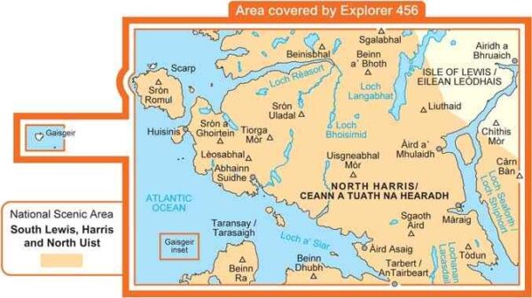 EXP-456  North Harris + Loch Seaforth | wandelkaart 1:25.000 9780319246993  Ordnance Survey Explorer Maps 1:25t.  Wandelkaarten Skye & the Western Isles