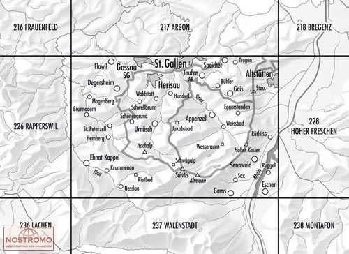 topografische wandelkaart 227T  Appenzell [2019] 9783302302270  Bundesamt / Swisstopo T-serie 1:50.000  Wandelkaarten Midden- en Oost-Zwitserland