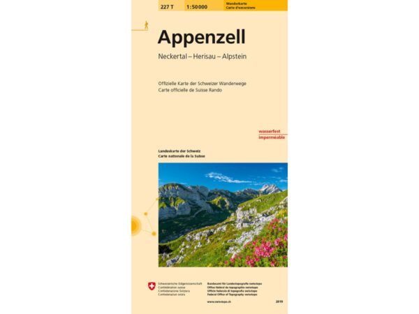topografische wandelkaart 227T  Appenzell [2019] 9783302302270  Bundesamt / Swisstopo T-serie 1:50.000  Wandelkaarten Midden- en Oost-Zwitserland