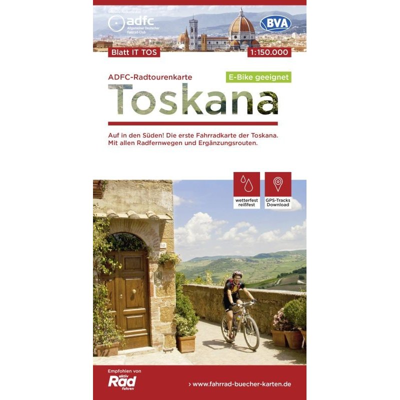 Toscane fietskaart 1:150.000 9783870739393  ADFC / BVA Radtourenkarten 1:150.000  Fietskaarten Toscane, Florence