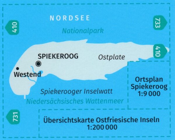 Kompass wandelkaart KP-732 Spiekeroog 1:15.000 9783990447529  Kompass Wandelkaarten Kompass Ostfriesland  Wandelkaarten Ostfriesland