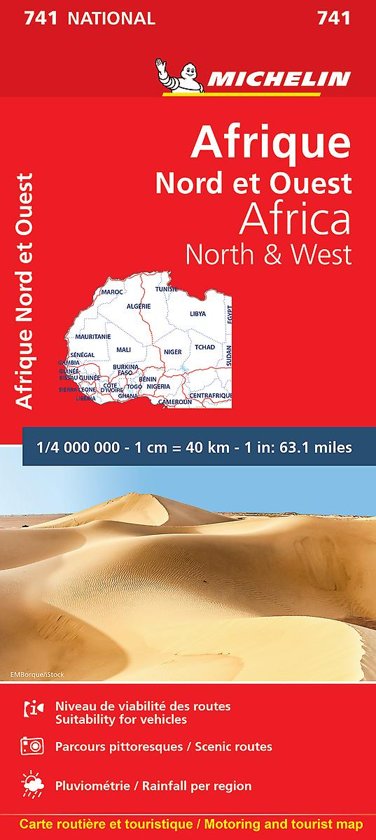 741 Afrika, Noord, West-, 1:4m. 9782067172142  Michelin   Landkaarten en wegenkaarten Afrika