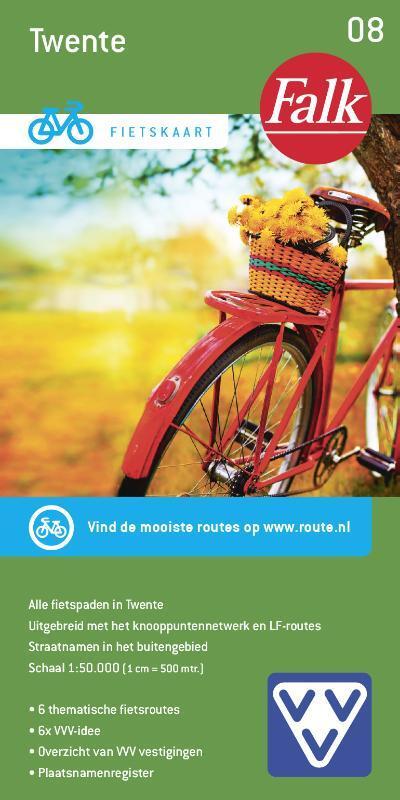 FFK-08  Twente | VVV fietskaart 1:50.000 * 9789028701038  Falk Fietskaarten met Knooppunten  Fietskaarten Twente