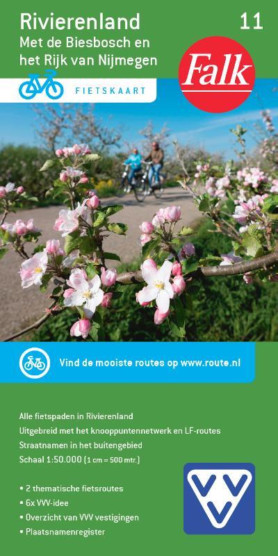 FFK-11  Rivierenland | VVV fietskaart 1:50.000 * 9789028701069  Falk Fietskaarten met Knooppunten  Fietskaarten Nijmegen en het Rivierengebied