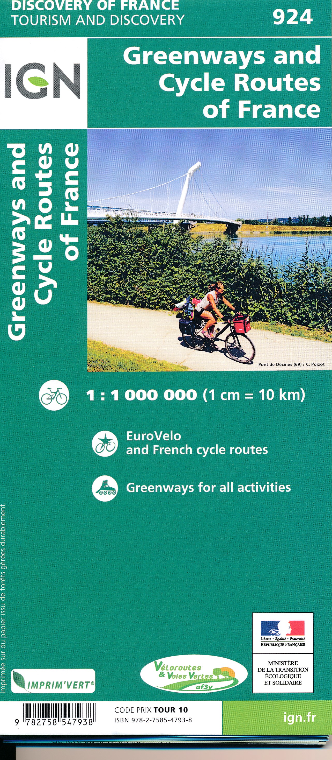 924 Fietskaart Frankrijk - overzichtskaart LF routes 1:1.000.000 9782758547938  IGN   Fietskaarten, Meerdaagse fietsvakanties Frankrijk