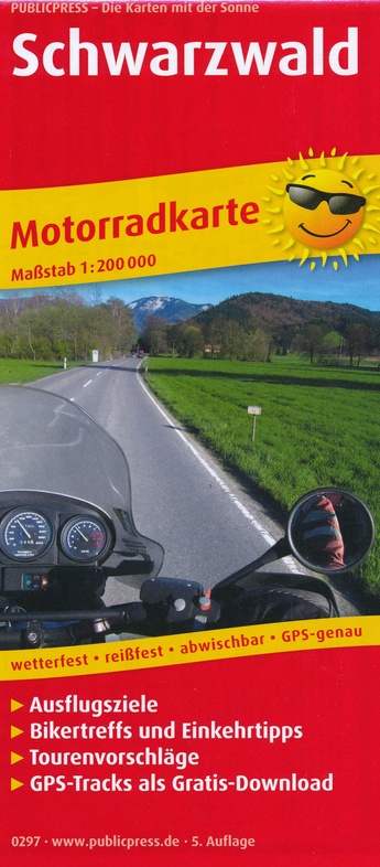 Schwarzwald 1:200.000 motortoerkaart Zwarte Woud 9783747302972  Publicpress Motorradkarten - mit der Sonne  Landkaarten en wegenkaarten, Motorsport Zwarte Woud