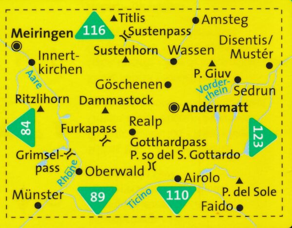 Kompass wandelkaart KP-108 Gotthard 9783850269650  Kompass Wandelkaarten Kompass Zwitserland  Wandelkaarten Midden- en Oost-Zwitserland, Tessin, Ticino