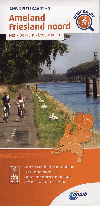 AF-02 Ameland / Friesland noord | ANWB fietskaart 1:66.666 9789018047030  ANWB ANWB fietskaarten 1:66.666  Fietskaarten Friesland, Waddeneilanden en Waddenzee