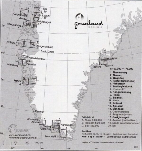 GHM-08  Kangerlussuaq 1:100.000 0257047  Kort-og Matrikelstyrelsen Greenl. Hiking Maps  Wandelkaarten Groenland