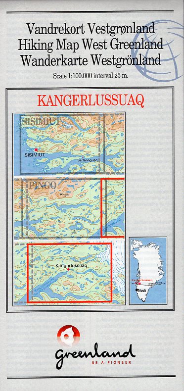 GHM-08  Kangerlussuaq 1:100.000 0257047  Kort-og Matrikelstyrelsen Greenl. Hiking Maps  Wandelkaarten Groenland