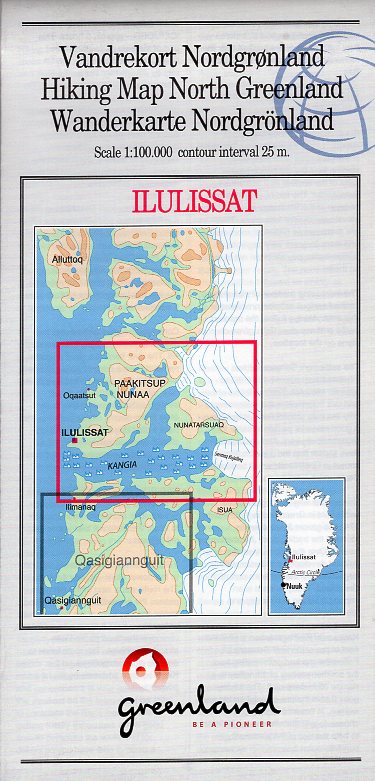 GHM-12  Ilulissat 1:100.000 0257054  Kort-og Matrikelstyrelsen Greenl. Hiking Maps  Wandelkaarten Groenland