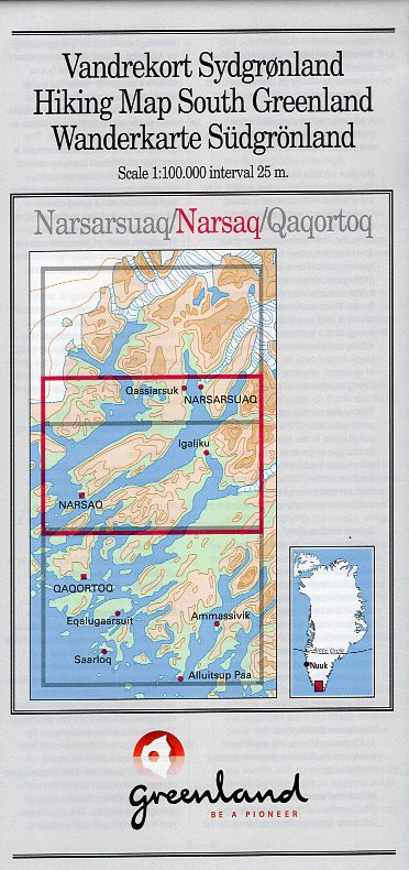 GHM-02  Narsaq 1:100.000 0257071  Kort-og Matrikelstyrelsen Greenl. Hiking Maps  Wandelkaarten Groenland