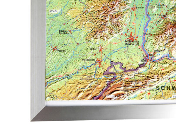 Duitsland 3-dimensionale reliëfkaart 1:1.400.000, aluminiumlijst 4280000002518  Georelief   Wandkaarten Duitsland