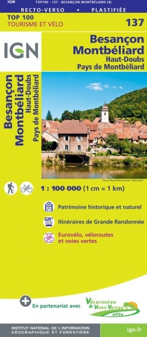 SV-137  Besançon, Montbéliard | omgevingskaart / fietskaart 1:100.000 9782758547594  IGN Série Verte 1:100.000  Fietskaarten, Landkaarten en wegenkaarten Franse Jura