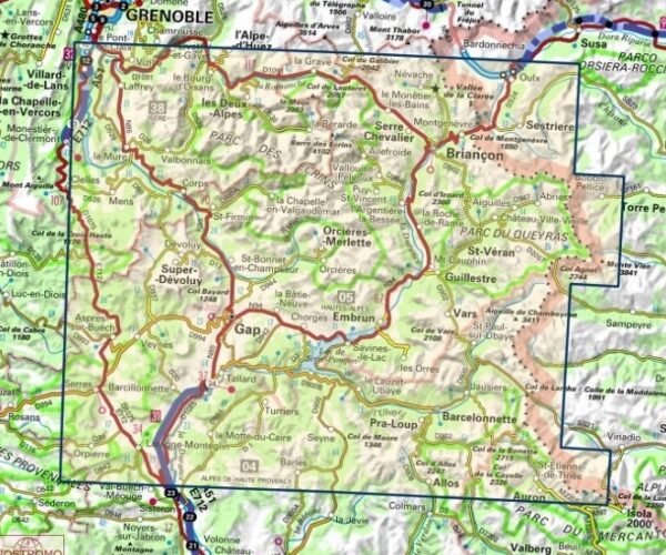 SV-158  Gap, Briançon | omgevingskaart / fietskaart 1:100.000 9782758547693  IGN Série Verte 1:100.000  Fietskaarten, Landkaarten en wegenkaarten Franse Alpen: zuid