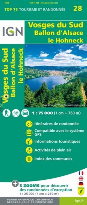 TSQ-28 Vosges du Sud | IGN overzichts- en wandelkaart 9782758549741  IGN TOP 75  Fietskaarten, Lopen naar Rome, Wandelkaarten Vogezen