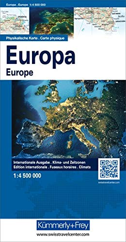 Europa 1:4.500.000 - physikalische Karte (natuurkundig) 9783259014264  Kümmerly & Frey   Landkaarten en wegenkaarten Europa