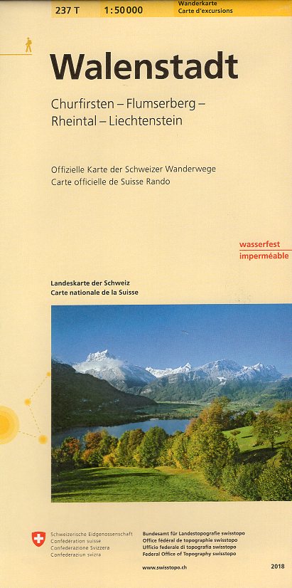 topografische wandelkaart 237T  Walenstadt [2018] 9783302302379  Bundesamt / Swisstopo T-serie 1:50.000  Wandelkaarten Midden- en Oost-Zwitserland