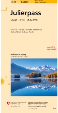 topografische wandelkaart 268T  Julierpass  [2019] 9783302302683  Bundesamt / Swisstopo T-serie 1:50.000  Wandelkaarten Graubünden