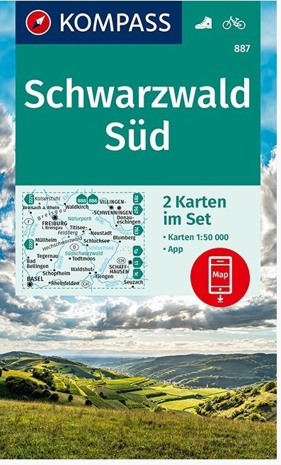 wandelkaart KP-887 Schwarzwald Süd | Kompass * 9783990447611  Kompass Wandelkaarten Kompass Zwarte Woud  Wandelkaarten Zwarte Woud