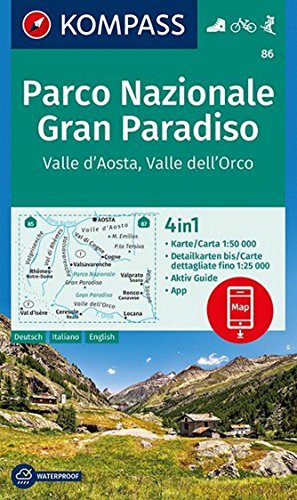 wandelkaart KP-86 Gran Paradiso 1:50.000 | Kompass 9783990448335  Kompass Wandelkaarten Kompass Italië  Wandelkaarten Aosta, Gran Paradiso