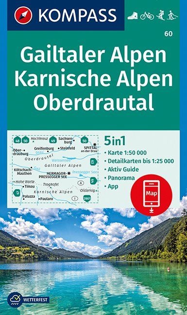 wandelkaart KP-60 Gailtaler Alpen-Karnische Alpen 1:50.000 | Kompass 9783990448571  Kompass Wandelkaarten Kompass Oostenrijk  Wandelkaarten Karinthië