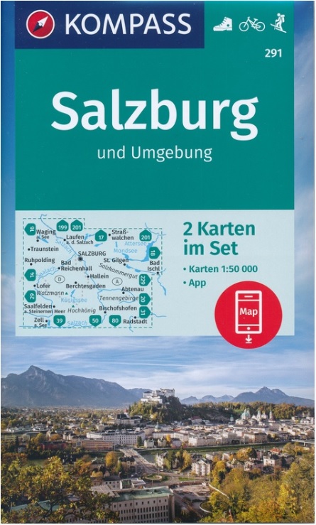 wandelkaart KP-291 Salzburg & omgeving 1:50.000 9783990448595  Kompass Wandelkaarten Kompass Oostenrijk  Wandelkaarten Salzburger Land & Stiermarken