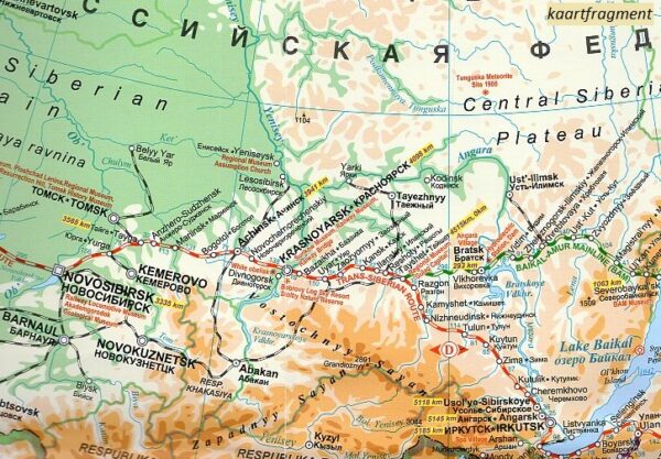 Trans-Siberian Railway | overzichtskaart 1:12.000.000 9786155010187  Gizi Map   Landkaarten en wegenkaarten Transsiberische Spoorlijn