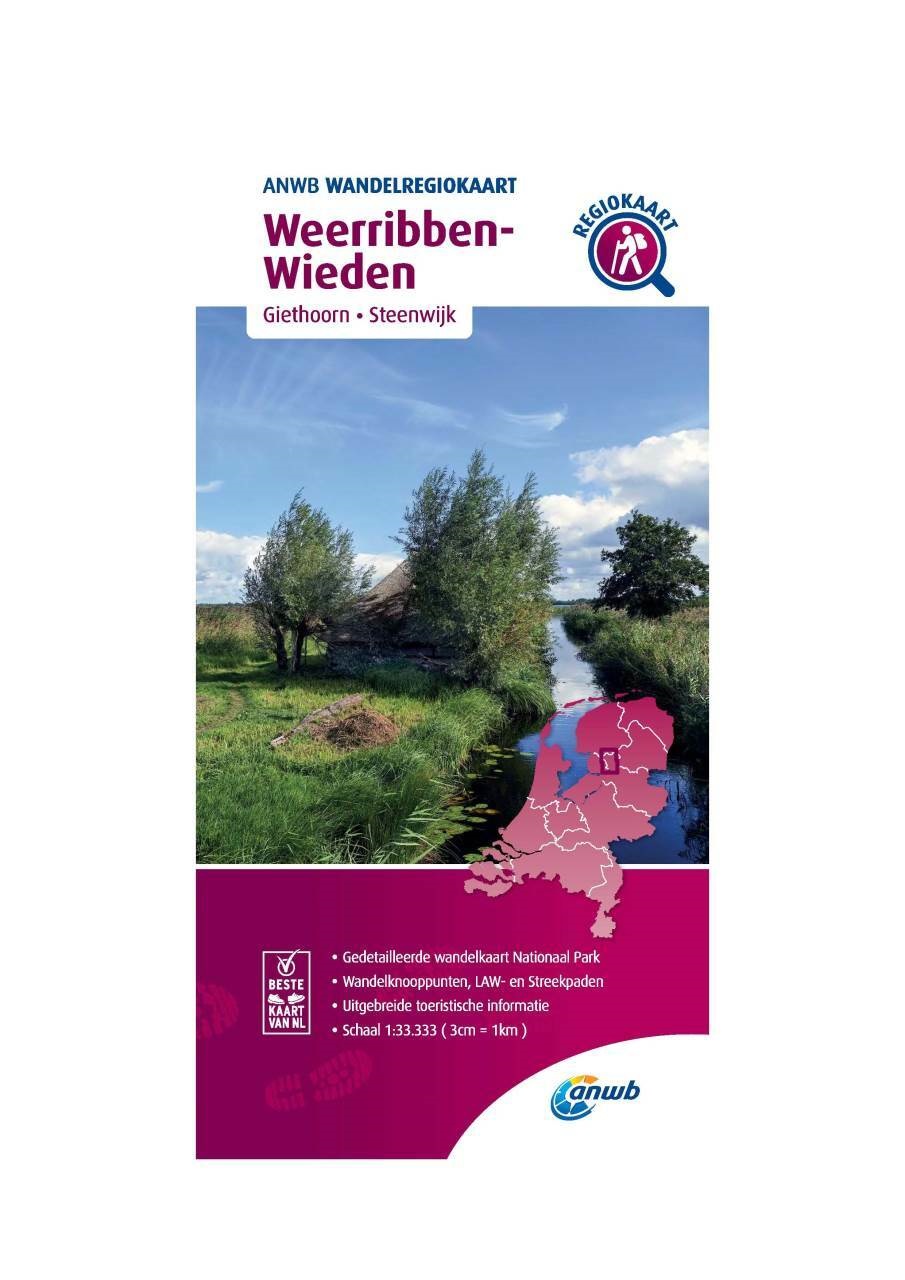WRK-09 Weerribben, Wieden | ANWB wandelkaart 1:33.333 9789018046439  ANWB Wandelregiokaarten 1:33.333  Wandelkaarten Kop van Overijssel, Vecht & Salland