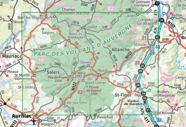 TSQ-16 Cézallier, Monts du Cantal | IGN overzichts- en wandelkaart 9782758535843  IGN TOP 75  Fietskaarten, Wandelkaarten Auvergne