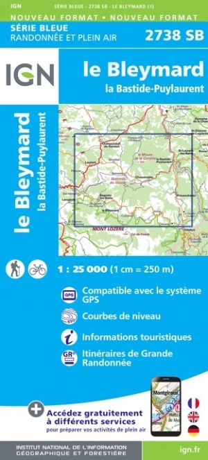 wandelkaart 2738-SB La Bastide, Puylaurent 1:25.000 9782758546283  IGN IGN 25 Cevennen & Languedoc  Wandelkaarten Cevennen, Languedoc
