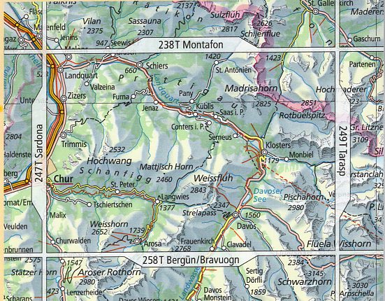 topografische wandelkaart 248T  Prättigau [2019] 9783302302485  Bundesamt / Swisstopo T-serie 1:50.000  Wandelkaarten Graubünden