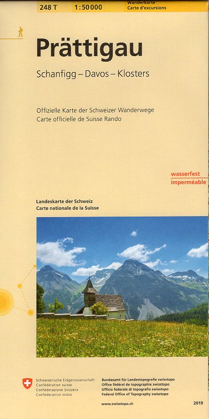 topografische wandelkaart 248T  Prättigau [2019] 9783302302485  Bundesamt / Swisstopo T-serie 1:50.000  Wandelkaarten Graubünden