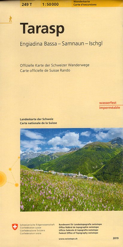 topografische wandelkaart 249T  Tarasp, Samnaun [2019] 9783302302492  Bundesamt / Swisstopo T-serie 1:50.000  Wandelkaarten Graubünden
