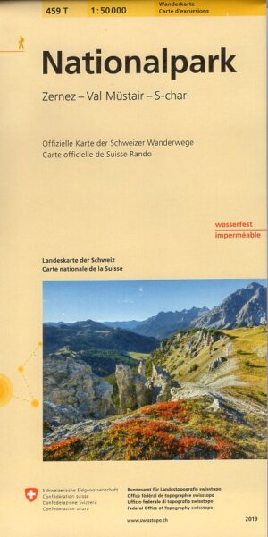 topografische wandelkaart 459T  topgrafische wandelkaart Nationalpark [2019] 9783302304595  Bundesamt / Swisstopo T-serie 1:50.000  Wandelkaarten Graubünden