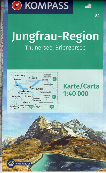 Kompass wandelkaart KP-84  Jungfrau Region 1:40.000 9783990440612  Kompass Wandelkaarten Kompass Zwitserland  Wandelkaarten Berner Oberland