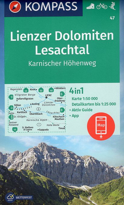 wandelkaart KP-47 Lienzer Dolomiten/Lesachtal | Kompass 9783990448601  Kompass Wandelkaarten Kompass Oostenrijk  Wandelkaarten Osttirol