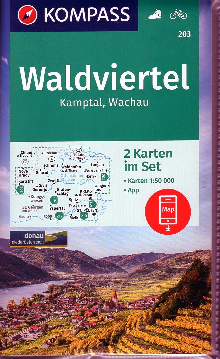 wandelkaart KP-203  Waldviertel, Kamptal, Wachau | Kompass 9783990448793  Kompass Wandelkaarten Kompass Oostenrijk  Wandelkaarten Oberösterreich, Niederösterreich, Burgenland