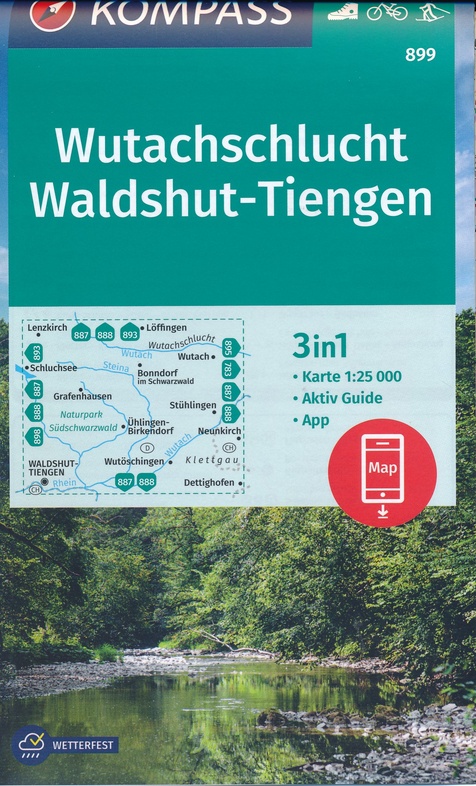 wandelkaart KP-899 Wutachschlucht/Waldshut | Kompass 9783990448854  Kompass Wandelkaarten Kompass Zwarte Woud  Wandelkaarten Zwarte Woud