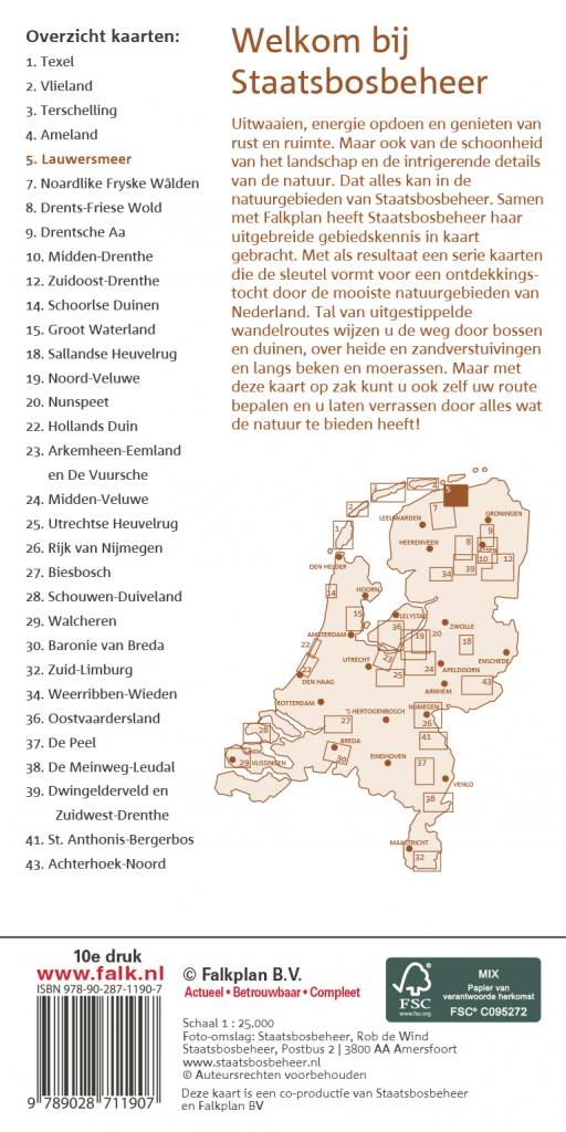 SBB-05  Lauwersmeer | wandelkaart 1:25.000 9789028703674  Staatsbosbeheer SBB kaart 1:25.000  Wandelkaarten Waddeneilanden en Waddenzee