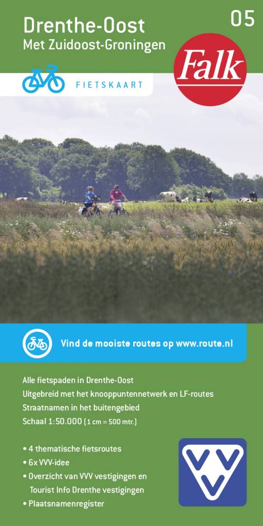 FFK-05  Drenthe-Oost | VVV fietskaart 1:50.000 9789028703728  Falk Fietskaarten met Knooppunten  Fietskaarten Drenthe