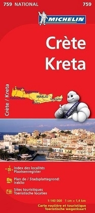 Michelin wegenkaart 759  Kreta 1:140.000 9782067173194  Michelin   Landkaarten en wegenkaarten Kreta