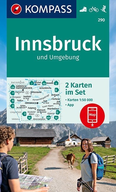 Kompass wandelkaart KP-290  Innsbruck und Umgebung 9783990448649  Kompass Wandelkaarten Kompass Oostenrijk  Wandelkaarten Tirol