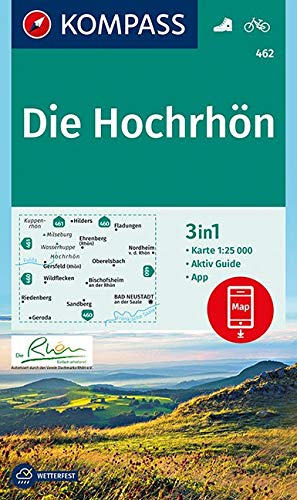 wandelkaart KP-462 Die Hochrhön | Kompass 1:25.000 9783990449158  Kompass Wandelkaarten Kompass Hessen  Wandelkaarten Odenwald, Spessart en Rhön