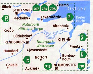 Kompass wandelkaart KP-714 Kiel, Rendsburg, Schleswig 9783990449288  Kompass Wandelkaarten Kompass Sleeswijk-Holstein  Wandelkaarten Sleeswijk-Holstein