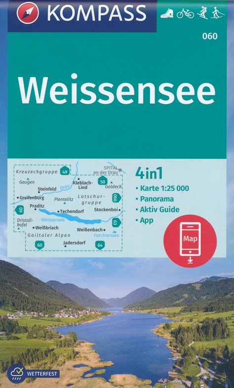 wandelkaart KP-060 Weissensee | Kompass 9783990449370  Kompass Wandelkaarten Kompass Oostenrijk  Wandelkaarten Karinthië