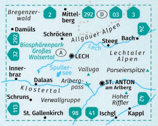 wandelkaart KP-33 Arlberg, Nördliche Verwallgruppe | Kompass 9783990449417  Kompass Wandelkaarten Kompass Oostenrijk  Wandelkaarten Vorarlberg