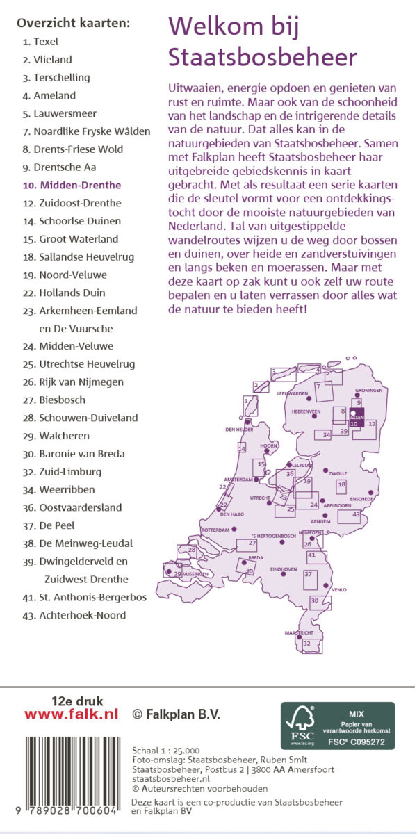 SBB-10  Midden-Drenthe | wandelkaart 1:25.000 9789028703834  Staatsbosbeheer SBB kaart 1:25.000  Wandelkaarten Drenthe