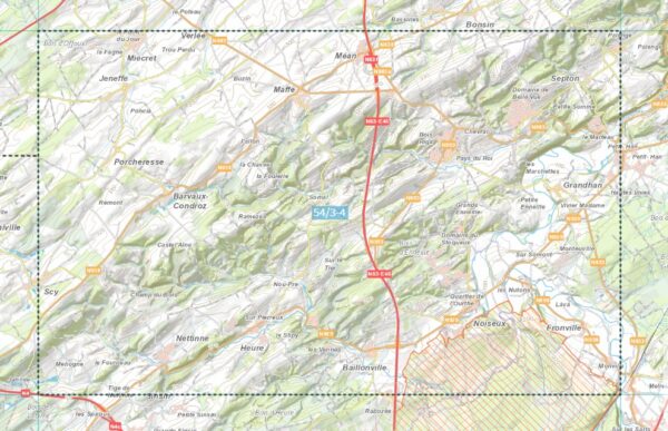 NGI-54/3-4  Maffe-Grandhan | topografische wandelkaart 1:20.000 9789462351769  NGI Belgie 1:20.000/25.000  Wandelkaarten Wallonië (Ardennen)